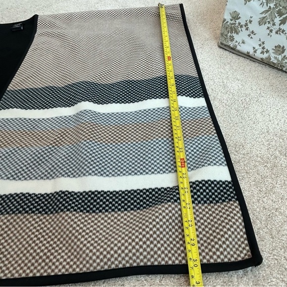 NICOLE Miller brown gray white striped poncho shawl cape - Picture 9 of 10
